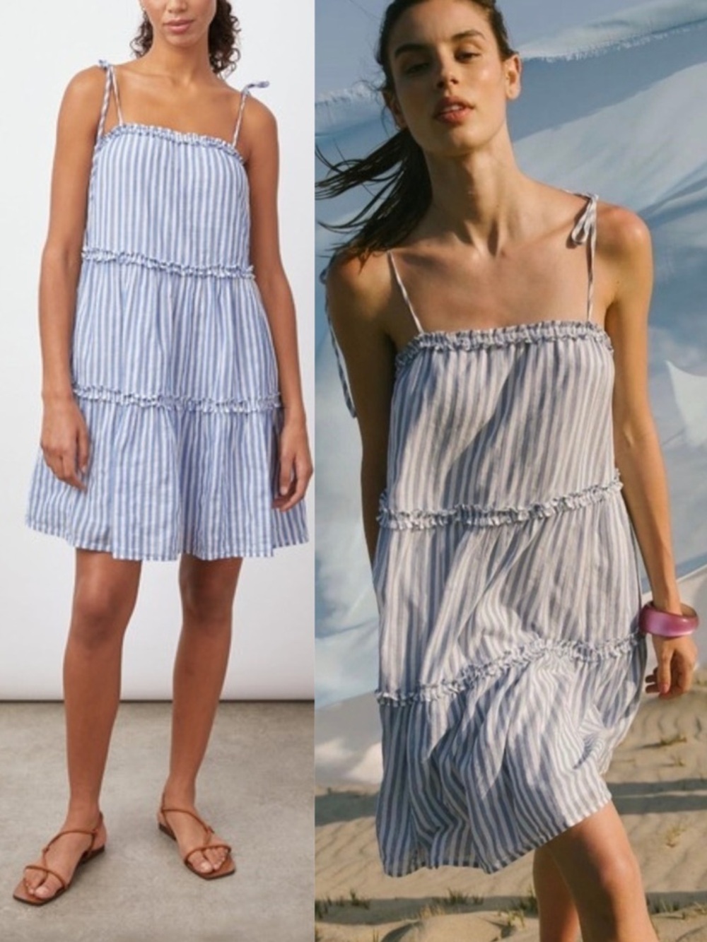 Rails Caralyn Lighthouse Stripe Mini Cotton Dress Swing Fit Ruffle Boho